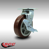 Service Caster 6 Inch Stainless Steel Polyurethane Swivel Caster with Roller Bearing and Brake SCC-SS30S620-PPUR-TLB